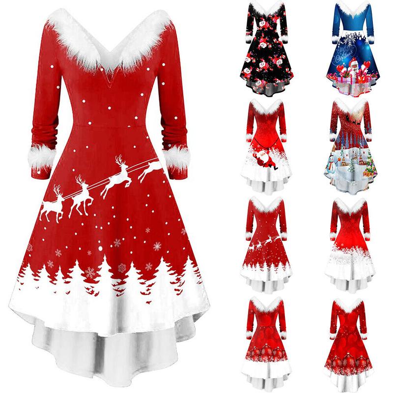 Mrs Santa Claus Christmas Fancy Dress Womens Xmas Party Cosplay Costume Outfit