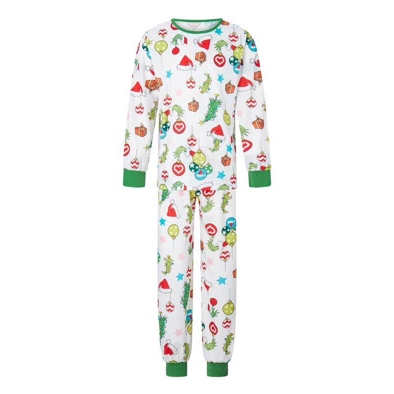 Matching Christmas Pajamas For Family, Romper  Long Sleeve Christmas Hat Print Tops and Pants Suit for Kid Dad Mom Sleepwear Round Neck Womenswear