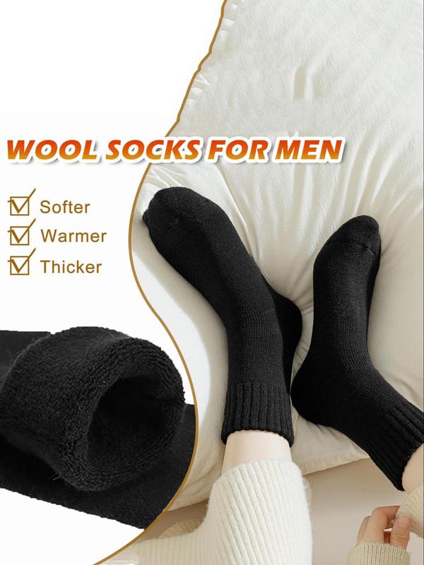 Women's Solid Color Thermal Crew Socks, Casual Soft Comfy Warm Socks for Fall & Winter, Women's Socks for Daily Wear