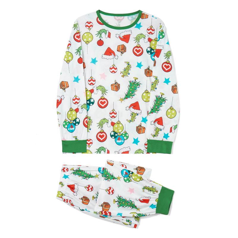 Matching Christmas Pajamas For Family, Romper  Long Sleeve Christmas Hat Print Tops and Pants Suit for Kid Dad Mom Sleepwear Round Neck Womenswear