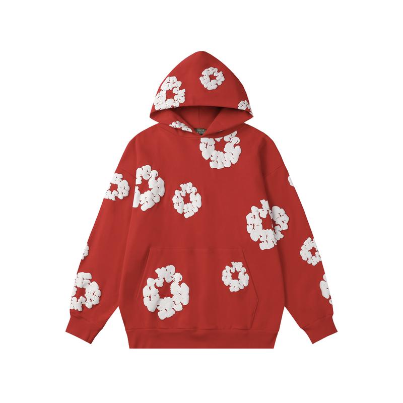 DENIM TEARS Women's Floral Hooded Sweatshirt, Christmas Tide Clothing