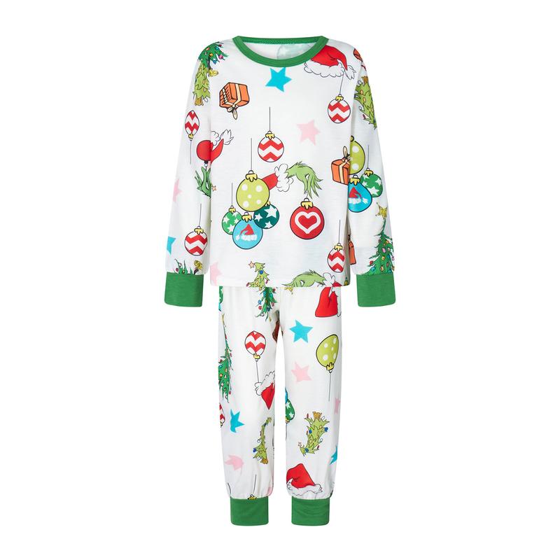 Matching Christmas Pajamas For Family, Romper  Long Sleeve Christmas Hat Print Tops and Pants Suit for Kid Dad Mom Sleepwear Round Neck Womenswear