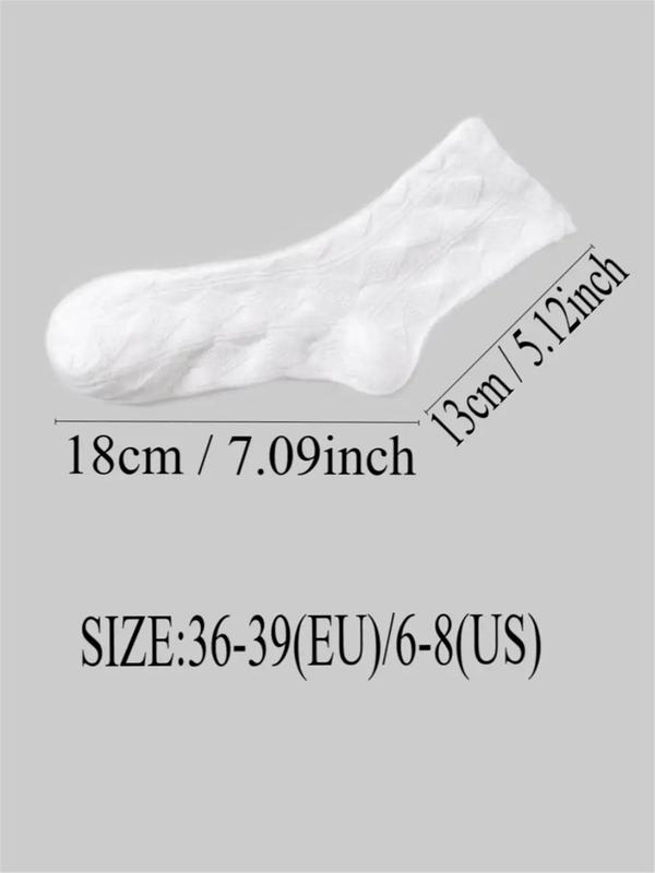 Women's 7 Pairs Bow & Floral Print Jacquard Frill Trim Crew Socks, Lady Casual Cute Soft Comfy Breathable Socks, Comfort Women Socks for All Seasons Daily Wear, Womenswear