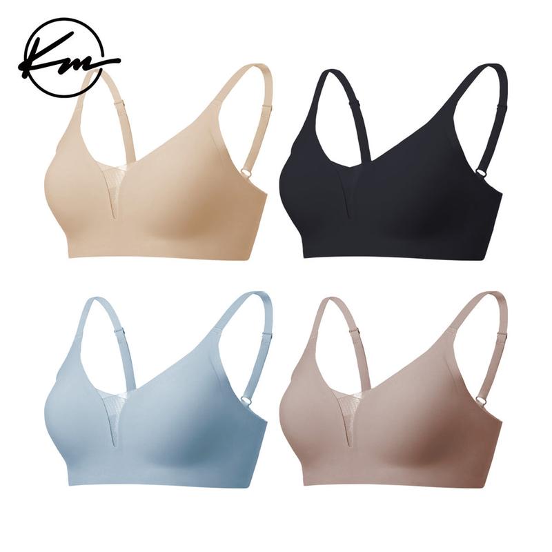 KatchMe Women's Soft Solid Seamless Adjustable Strap Wirefree Push-Up Bra, Non-Wired 3 4Coverage Bra, Suitable for All Seasons, Breathable Bralette Womenswear Underwear Lady Comfort