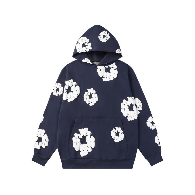 DENIM TEARS Women's Floral Hooded Sweatshirt, Christmas Tide Clothing