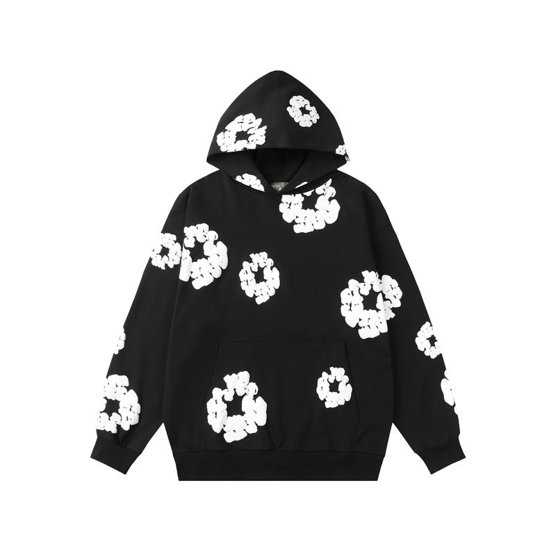 DENIM TEARS Women's Floral Hooded Sweatshirt, Christmas Tide Clothing