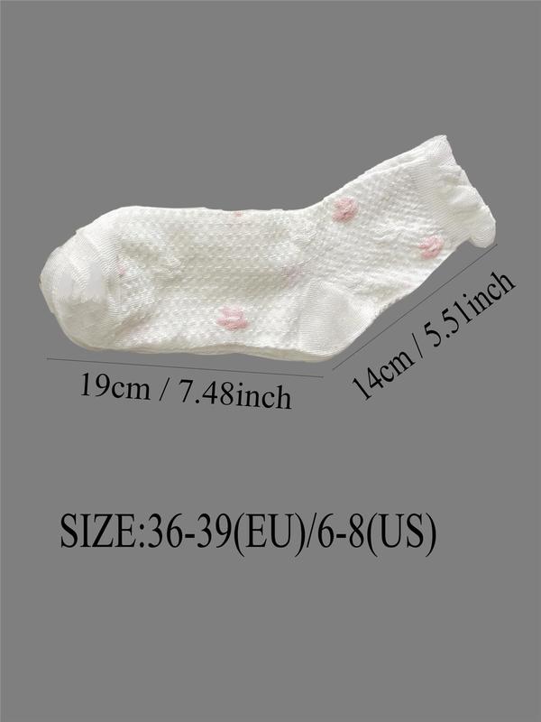 Women's 7 Pairs Bow & Floral Print Jacquard Frill Trim Crew Socks, Lady Casual Cute Soft Comfy Breathable Socks, Comfort Women Socks for All Seasons Daily Wear, Womenswear