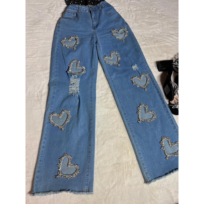 Best Seller Heart Rhinestone Jeans