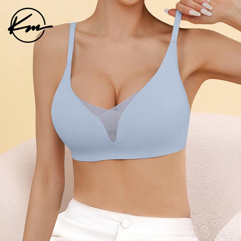 KatchMe Women's Soft Solid Seamless Adjustable Strap Wirefree Push-Up Bra, Non-Wired 3 4Coverage Bra, Suitable for All Seasons, Breathable Bralette Womenswear Underwear Lady Comfort