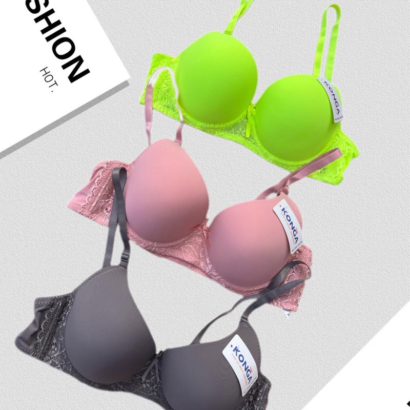 04 konga 6-Pack Assorted Colors Ultra-Soft Seamless Push-Up Bras, Comfortable Everyday Supportive T-Shirt Bras For Women, Elegant Style Versatile Value Set With Breathable Cups