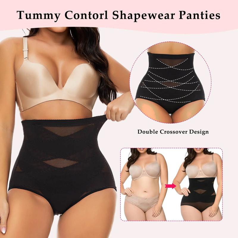 Women's High Waist Mesh Breathable Tummy Control Shapewear Panty, High Stretch Waist Trainer Butt Lifting Underwear, Ladies Shapewear Bottoms For Daily Wear