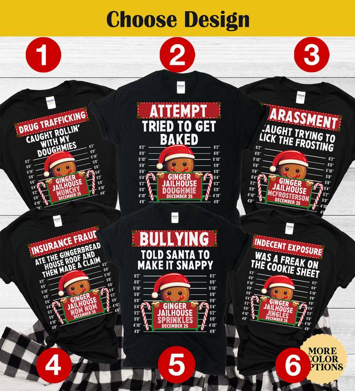 Family Christmas Shirt, Group Matching Christmas outfits,  Funny Gingerbread Inmate Christmas Party Tees, Matching Family Christmas Shirts N3