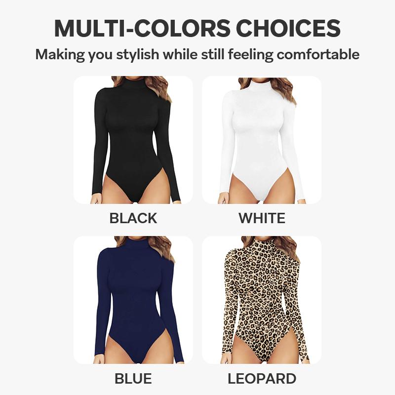 Mudere 2 Pcs Women's Mock Turtle Neck Long Sleeve Tops Bodysuit Workout Shapewear Perfect for Fall and Winter Minimalist Longsleeves Womenswear Underwear