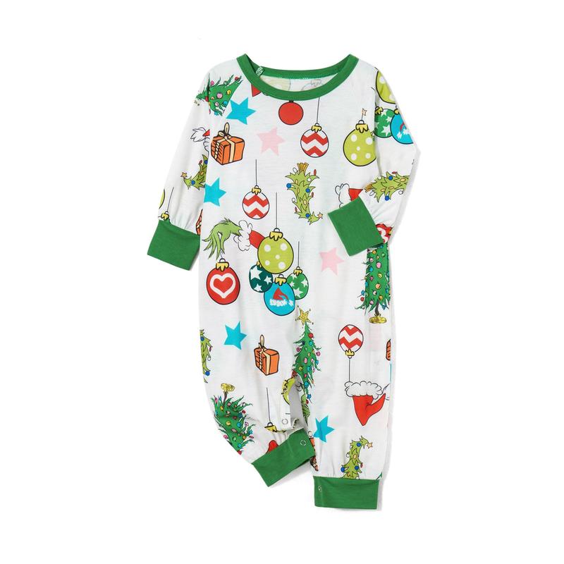 Matching Christmas Pajamas For Family, Romper  Long Sleeve Christmas Hat Print Tops and Pants Suit for Kid Dad Mom Sleepwear Round Neck Womenswear