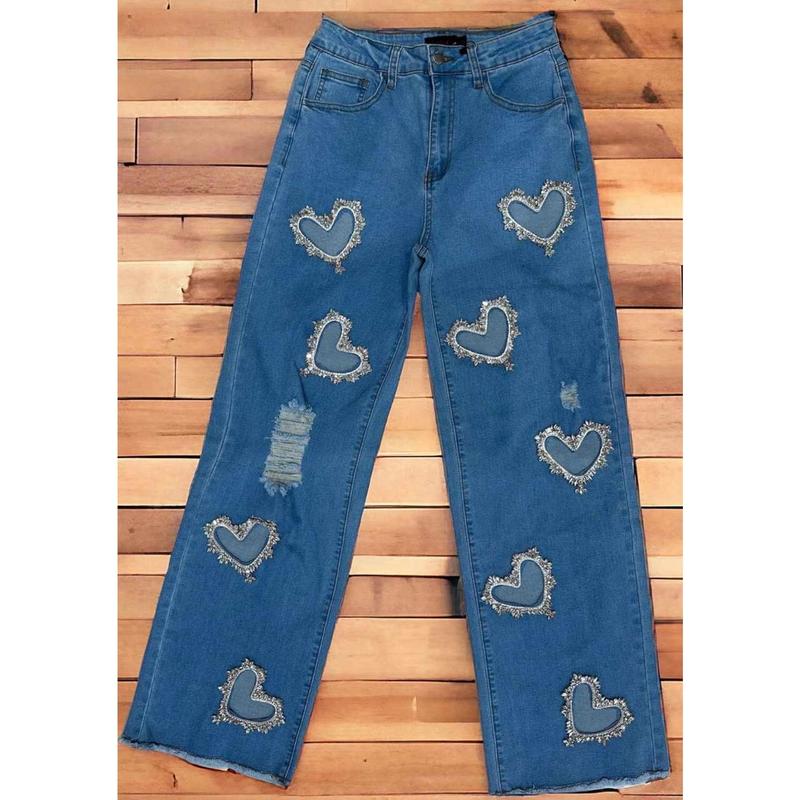 Best Seller Heart Rhinestone Jeans