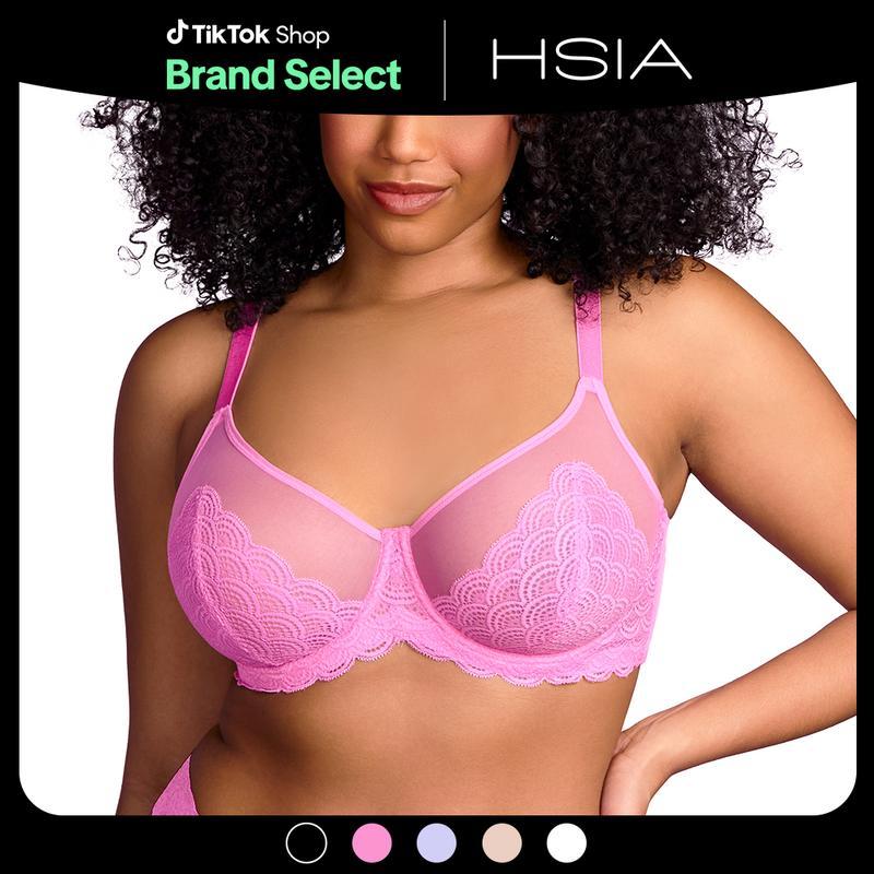 HSIA Mermaid Scales Lace Unlined Full Coverage Plus Size Underwire Bra