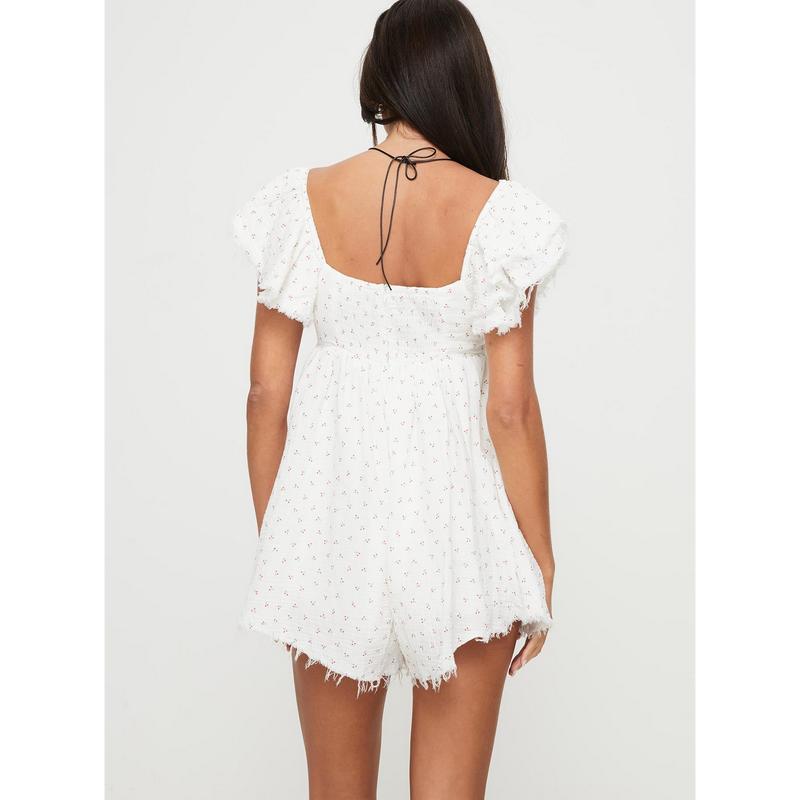 Greeves Romper White   Cherry