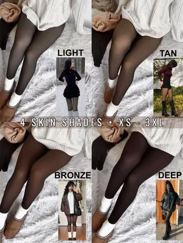 THE ORIGINAL! 4 SHADES ·SIZE XS -3XLMAGIC FLEECE LINED LEGGINGS ,CLOSED FOOT(LOOKS LIKE PANTYHOSE) Winter ComfortFleece Tights Available in Plus Size and Brown Fur-NY-025