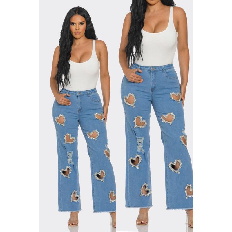 Best Seller Heart Rhinestone Jeans