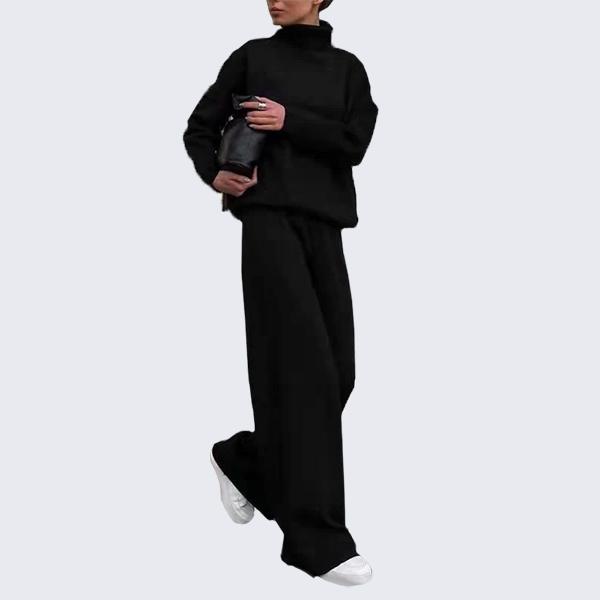 VCPOD Women's Solid Turtleneck Top & Wide Leg Pants Set Sweatsuit Sets Oversized SweatKnitting Baggy Fall Fashion Sweatpants with Pockets linen  set