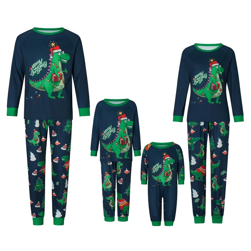 Christmas Pajamas For Family Dinosaur Print Cute Holiday Sleepwear Set Merry Christmas Matching Pjs