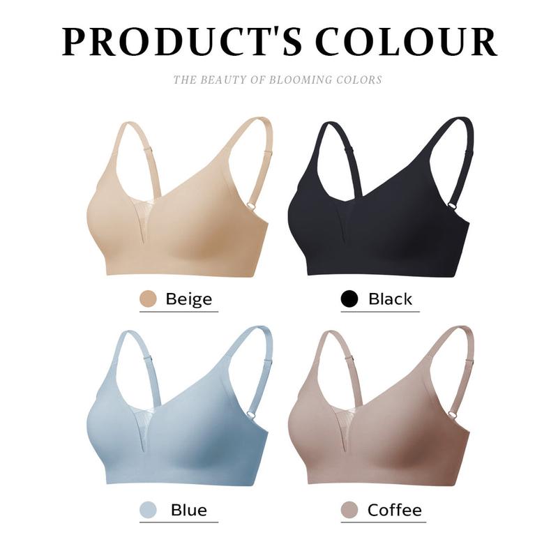 KatchMe Women's Soft Solid Seamless Adjustable Strap Wirefree Push-Up Bra, Non-Wired 3 4Coverage Bra, Suitable for All Seasons, Breathable Bralette Womenswear Underwear Lady Comfort