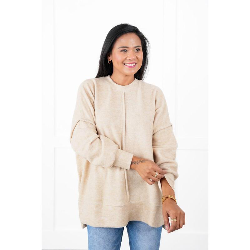 Door Buster! Plus Reg Zenana Brushed Mélange Hacci Oversized Sweater (Multiple Colors)