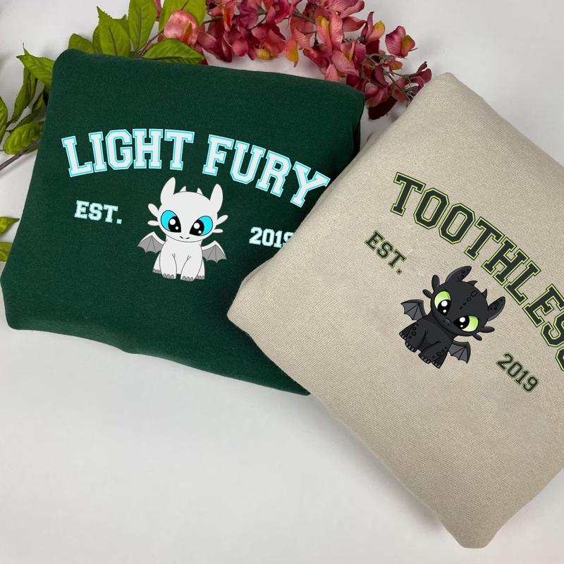 Toothless and Light Fury Shirt, Dragon's Couple Sweatshirt, Valentine Couple Hoodie