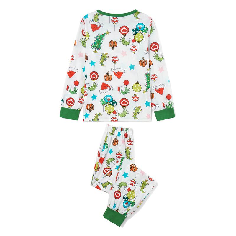 Matching Christmas Pajamas For Family, Romper  Long Sleeve Christmas Hat Print Tops and Pants Suit for Kid Dad Mom Sleepwear Round Neck Womenswear