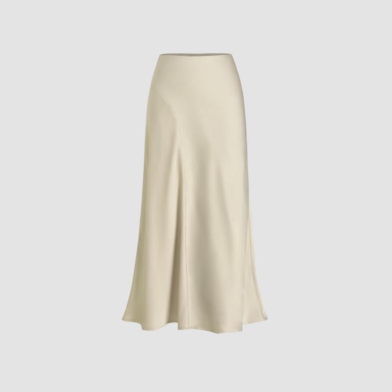 Cider [4 colors, Size 0-10] Ruffle Satin Maxi Skirt