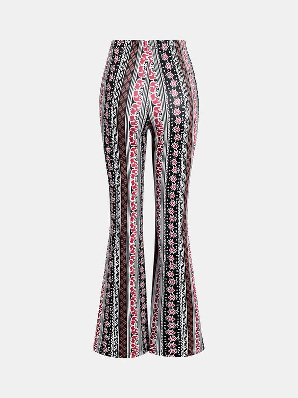 Black Friday Deals YOZY [3 Colors, Size 6-18] Boho Ethnic Pattern High Waist Flare Leg Pants  Casual High Rise Bell Bottom Trousers, 2024 Women's Daily Outfits for Christmas 2024 Trend,Thanksgiving Clothing,Fall Clothing,Winter Clothing