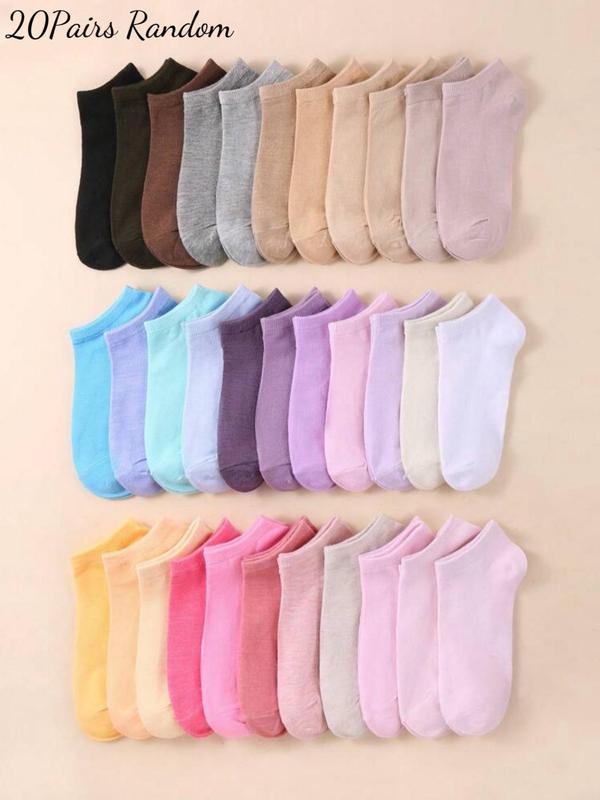 Women's 20 Pairs Random Striped Heart Polka Dot Ankle Socks, Low Cut Comfy Breathable Socks for Daily Wear, Multipack Knit Socks for Women, Mixed Color Socks for All Seasons