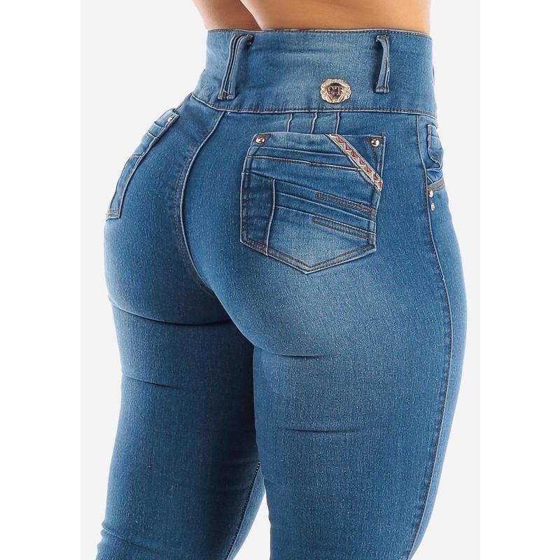 Super High Waisted Butt Lift Skinny Jeans with Pockets