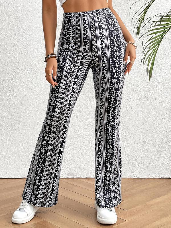 Black Friday Deals YOZY [3 Colors, Size 6-18] Boho Ethnic Pattern High Waist Flare Leg Pants  Casual High Rise Bell Bottom Trousers, 2024 Women's Daily Outfits for Christmas 2024 Trend,Thanksgiving Clothing,Fall Clothing,Winter Clothing