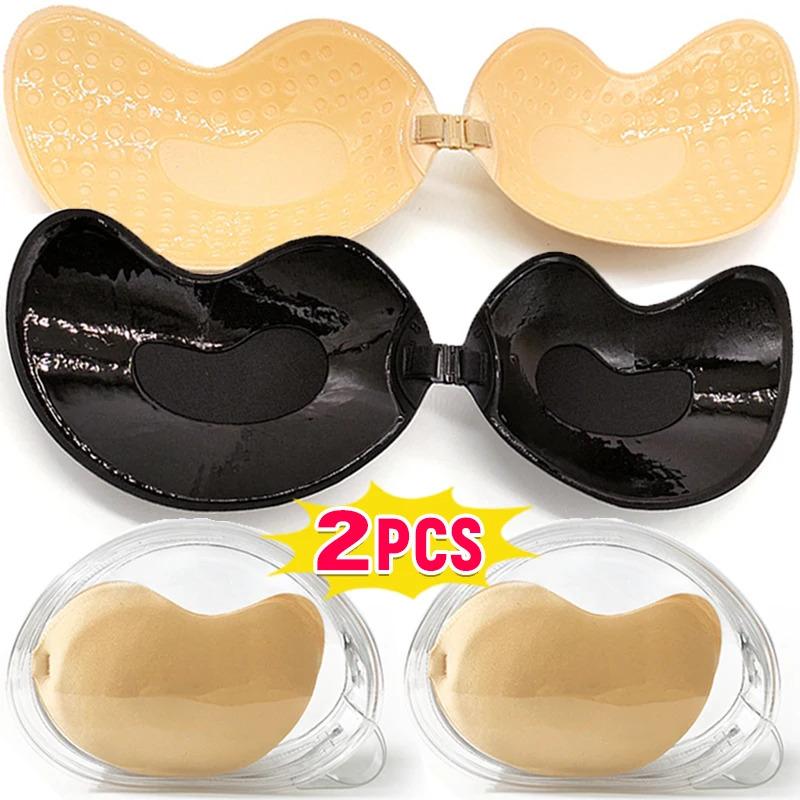 1 2pcs Silicone Mango Strapless Underwear Bra Women Invisible Nipple Cover Seamless Push Up Bralette Sexy Chest Sticker Lingerie