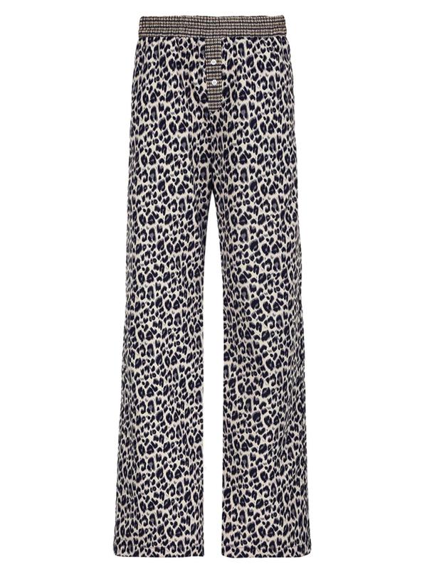 Women's All Over Leopard Print Button Straight Leg Pants, Casual Comfy Patchwork Print Trousers for Daily Wear, Trousers for Women, Ladies Bottoms for All Seasons