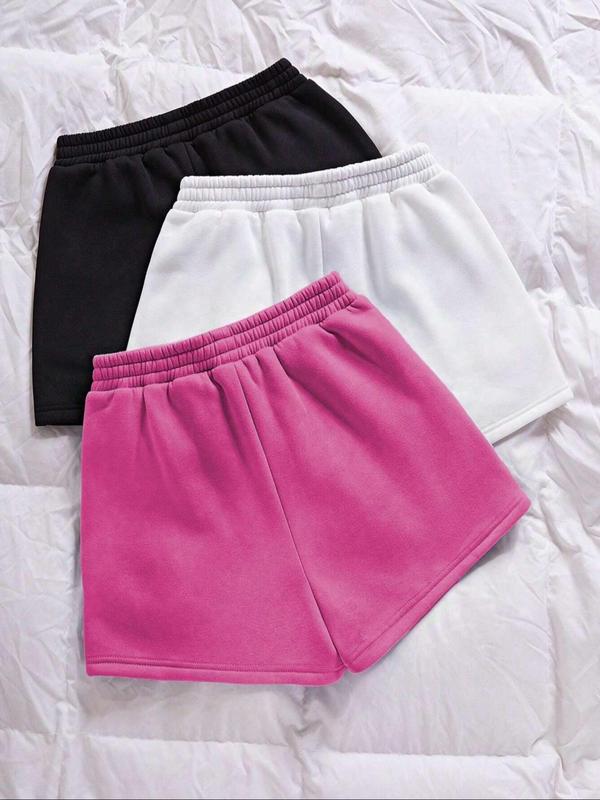 Women's Solid Color Pocket Elastic Waist Shorts, Casual Comfy Breathable Shorts for Daily Wear, Ladies Bottoms for All Seasons