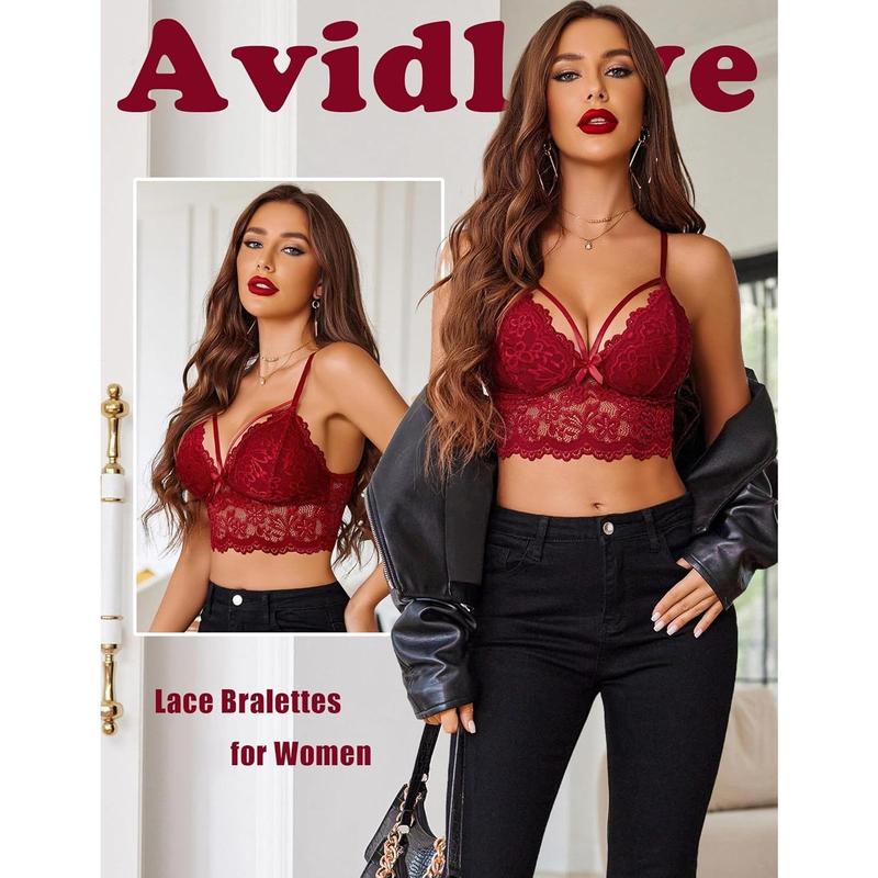 Lace Bralette for Women Lingerie Spaghetti Adjustable Strap Tank Camisole Crop Top