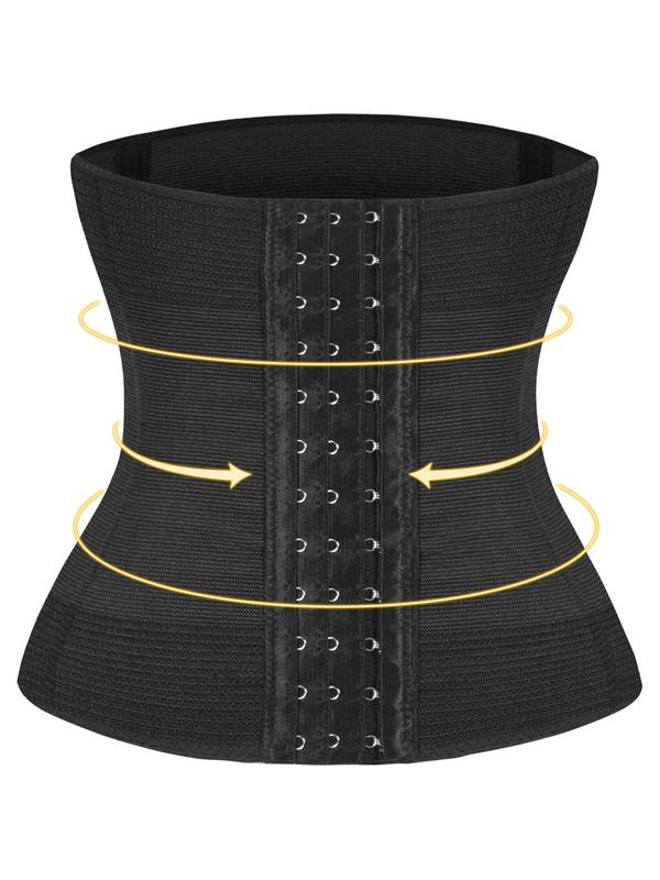 Women's  Adjustable Hook & Eye Waist Trainer, Solid Color Sheer Shaperwear, Tummy Control Shaper for Daily Wear