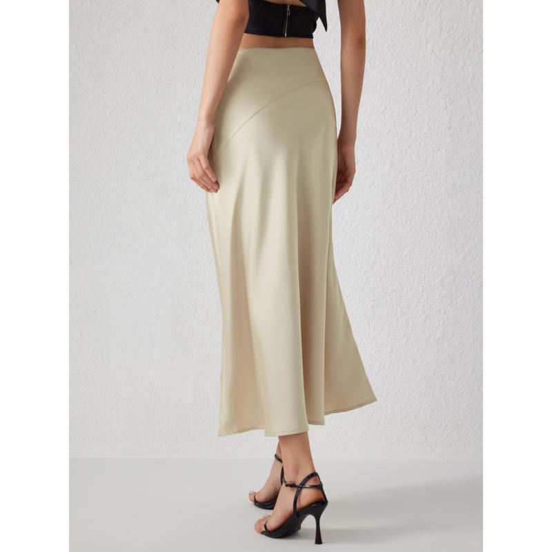 Cider [4 colors, Size 0-10] Ruffle Satin Maxi Skirt