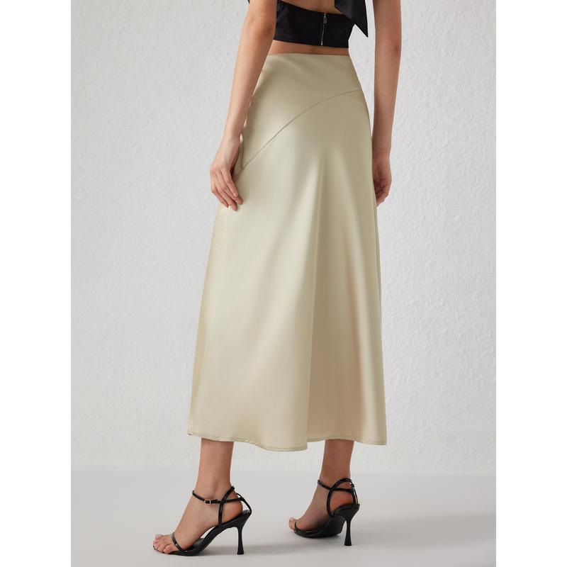 Cider [4 colors, Size 0-10] Ruffle Satin Maxi Skirt