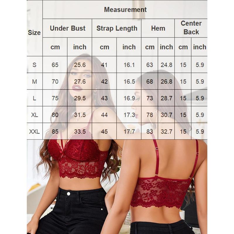 Lace Bralette for Women Lingerie Spaghetti Adjustable Strap Tank Camisole Crop Top