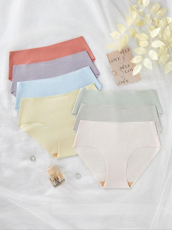 Women's Minimalist Basic Comfy Solid Seamless Panties, Fall Wear, Lady Causal Soft Comfort Brief for Daily Wear, Women's Underwear, Comfortable Panties for Women, Back To School Gifts, Casual Panties, Fashion Women Knickers, Womenswear