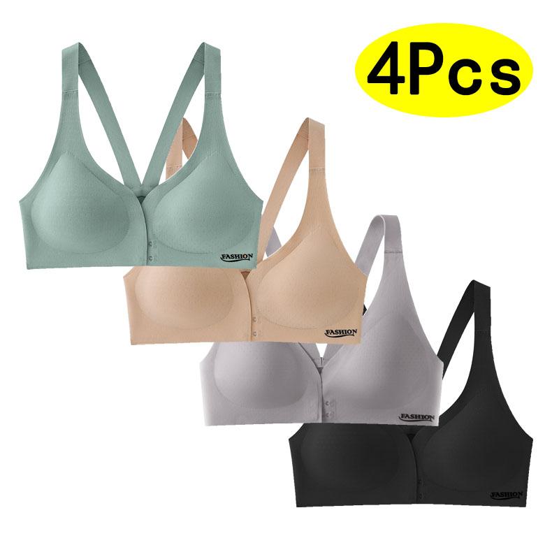 4PCs ComfortDelight Bra - Seamless Smoothing Underwire Wireless V Neck Everyday Bra for Women with Soft Fabric, Adjustable Straps, and Breathable Design for All-Day Comfort and Support,bra pack seamless sexy bras casual bra