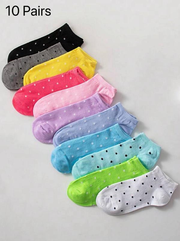 Women's 20 Pairs Random Striped Heart Polka Dot Ankle Socks, Low Cut Comfy Breathable Socks for Daily Wear, Multipack Knit Socks for Women, Mixed Color Socks for All Seasons