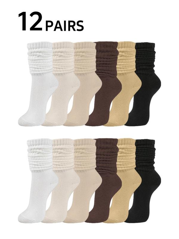 Women's Solid Color Over The Calf  Slouch Socks, Casual Comfy Breathable Socks for Daily Wear, Women's Socks for Fall & Winter