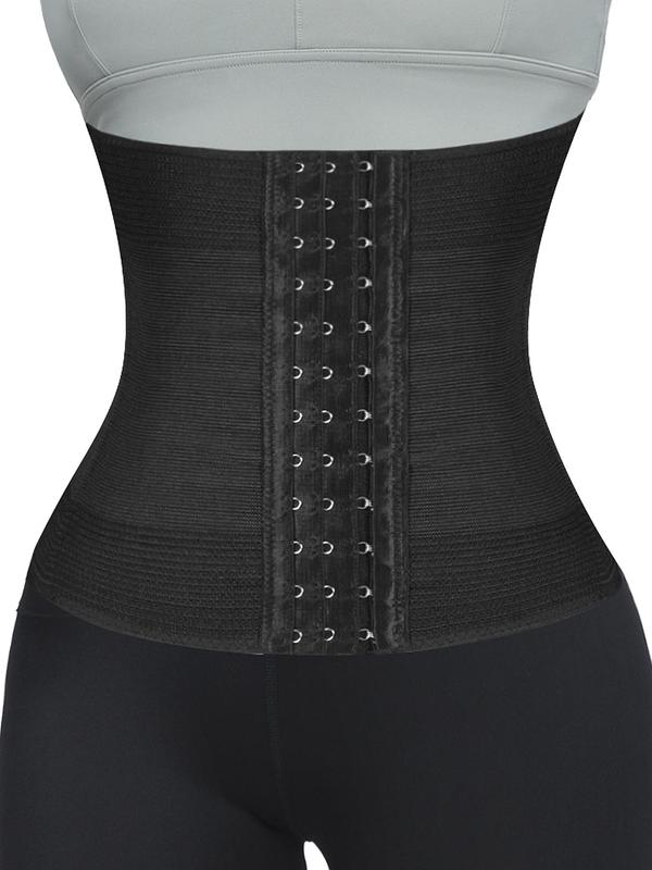 Women's  Adjustable Hook & Eye Waist Trainer, Solid Color Sheer Shaperwear, Tummy Control Shaper for Daily Wear