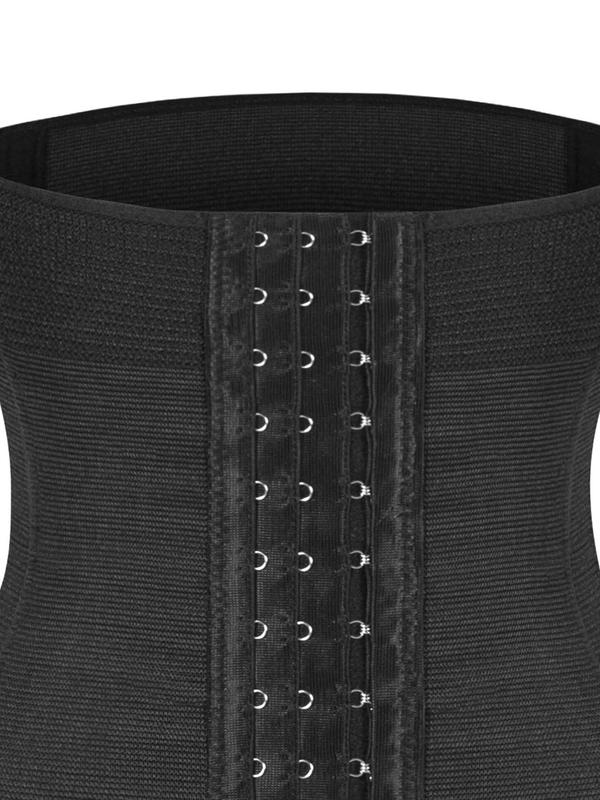 Women's  Adjustable Hook & Eye Waist Trainer, Solid Color Sheer Shaperwear, Tummy Control Shaper for Daily Wear