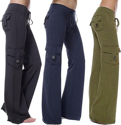 Womens Yoga Sweatpants Wide Leg High Waisted Lounge Pajamas Pants Comfy Workout Loose Pants with Pockets Womenswear Bottom Trouser Loungewear Minimalist Basic