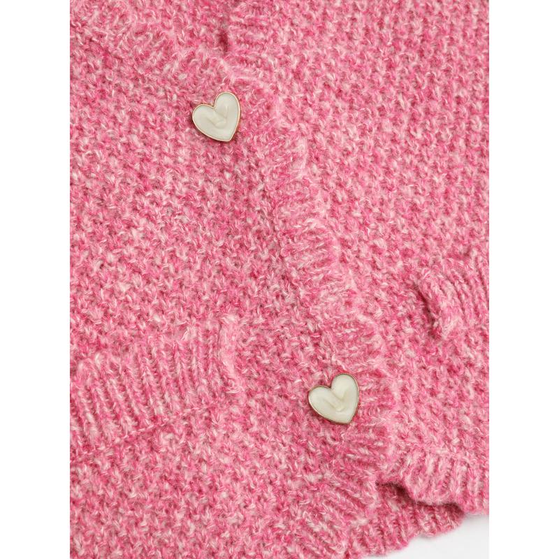 Cider [5 colors, size 0-26] Knit V-neck Heart Button Crop Vest